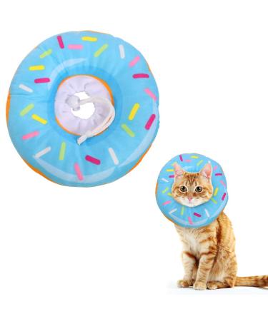 Xinzistar Rauskrause cats collar soft cat protective collar anti bite safety adjustable protective collar for pets cats dogs puppies kitten (blue donut s) s blue donut