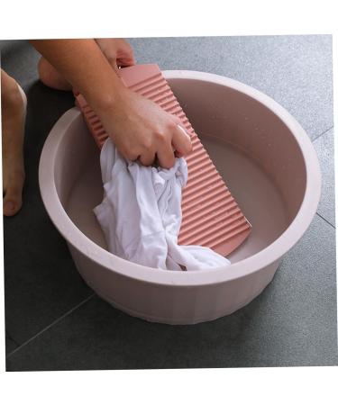 COOLHIYA Washboard 1 Set Wash Basin Laundry Cleaning Board Washing Basin Washing Clothes Board Dish Basin Baby Camping Bucket Pink 33.5x33.5cm - Buy Online on SooperMarket.com