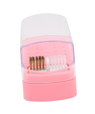 Nail Drill Bits Cleaning Brush Holder 30 Holes Space Saving Dust Proof Nail Drill Bit Holder for Nail Salon for Nail Technician (Roseate)