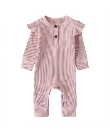 LZH Newborn Romper Bodysuit One Piece Long Sleeve Outfit Clothes 0-24 Months Pink 12-18 Months