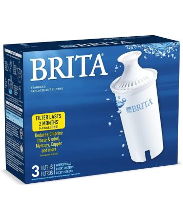 Brita Standard Water Filter Replacement - 3 Count, BPA Free for Pitchers & Dispensers - Buy Online on SooperMarket.com