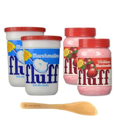 Marshmallow Fluff, Original Fluff 16 Ounce and Strawberry Fluff 7.5 Ounce (Pack of 4) - with Make Your Day Spreader