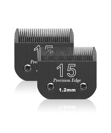 Replacement blade for dog care compatible with the Heiniger/Moser Max45/Andis/Oster A5/choice series 10 km series hair clipper for dogs size 15 3/64 inches (1.2 mm) cutting length 2 pieces black 15#-1.2 mm (2 sets)
