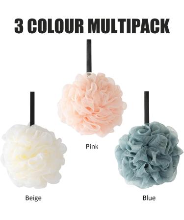 3Pcs Shower Puff Loofah Mesh Bath Sponge for Body Exfoliation - Men and Women - Buy Online on SooperMarket.com