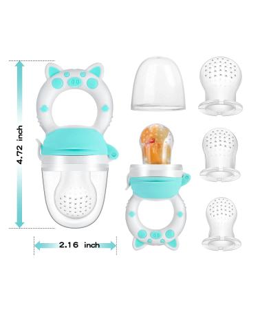 Baby Fruit Food Feeder Pacifier - Fresh Teething Teether Toy for 3-24 Months | 6 Pcs Silicone Pouches | Piggy Handle 2-Pack (Pink) - Buy Online on SooperMarket.com