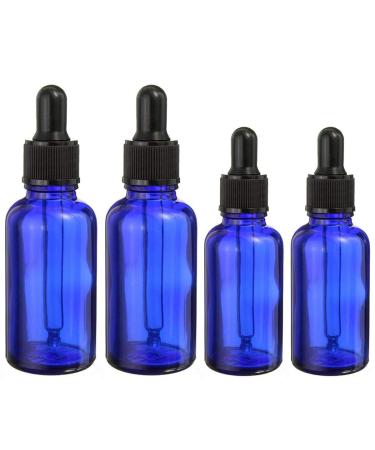 BlueXP 4 Pack Blue Amber Empty Glass Bottle with Pipettes Dropper10ml 20ml Boston Refillable Glass Bottle with Black Screw Cap and Essential Oil Aromatherapy Eye Drops Reagent Liquid Bottle