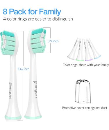 Senyum Replacement Toothbrush Heads for Philips Sonicare - 8 Pack White | Compatible with Sonic Care Snap-On | Electric Toothbrush Heads Refill - Buy Online on SooperMarket.com