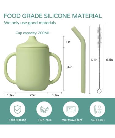 Silikong Silicone No Spill Straw Cups for Toddlers and Babies - 2 Pack (Green/Gray) | Dishwasher & Microwave Safe - Buy Online on SooperMarket.com