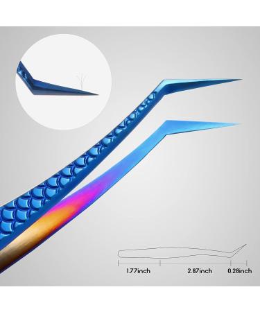 FEITA Diamond Grip Eyelash Extensions Tweezer 2Pcs - Japanese Steel Dolphin-shaped Precision Tweezers for False Lashes Application - Blue - Buy Online on SooperMarket.com