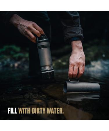 GRAYL Titanium UltraPress 500ml Water Filter Bottle - Covert Black | Ideal for Hiking Camping Survival & Travel - Buy Online on SooperMarket.com