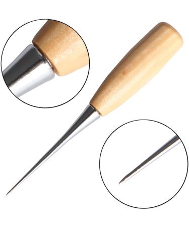 2PCS Alloy Steel Wood Handle Punching Tapered Awl Craft Cloth Scratch Awl Repair Tool for DIY Craft - Buy Online on SooperMarket.com