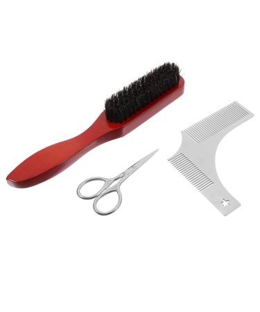 Baluue 2 sets Black Grooming Bristle Handy Brushes Straight Lip Comb Boar Mens Tools Scissor 1 g (Pack of 1) Assorted Colorx2pcs