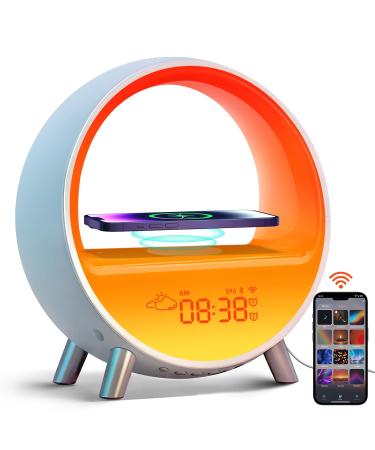 DEKALA LIGHTWACKE Daily light alarms sunrise and sunset simulation bedside lamp with wireless 15W loading touch and app control compatible with Alexa- intelligent (app control)