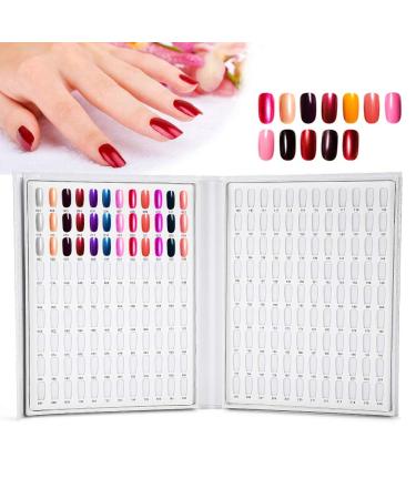 Nail Art Display Book Nail Color Chart Display Professional Salon Nail Color Swatches Nail Practice Card Design Board Nail Tip Storage Tools for Nail Art Showing(white)