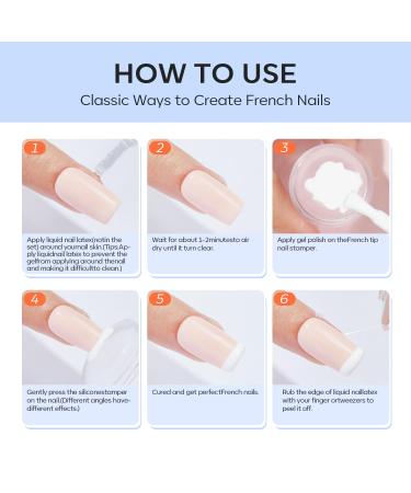 Modelones French Tip Tool Set - 6 Pcs Nail Stamp Kit for DIY French Manicure | Gel & Acrylic Nail Accessories - Buy Online on SooperMarket.com