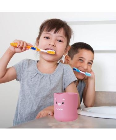 Kids Toothbrush Cup with Handle - 300ml Bathroom Toothbrush Cup Kids Cartoon Unbreakable Toothbrush Cup Adorable Bathroom Accessories for Kids Boys Girls Hixip Little Pink Pig - Buy Online on SooperMarket.com