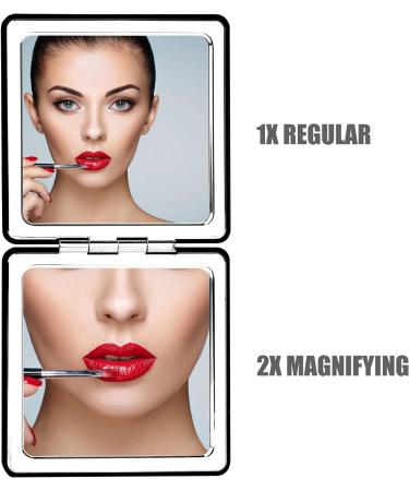 YTZJ Direct Premium Compact Makeup Mirror for Men Women and Girls Black Portable Travel Vanity Mirrors for Pocket Wallet Purse Handbag Foldable 2-Sided Magnifying Cosmetic Mirror - Buy Online on SooperMarket.com