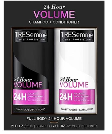 TRESemm 24 Hour Volume Shampoo Formulated with Pro Style Technology 28 oz Bundle 24 Hour Volume Conditioner for Fine Hair Formulated with Pro Style Technology 28 oz (2 Pack) Black 24 Hour Volume 28 Fl Oz (Pack of 2)