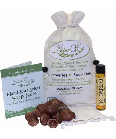 Soap Nuts/Soap Berries - 8oz organic (120 loads) + 18X Travel Bottle! Select Seedless - 1 Wash Bag 8-pg info Tote Bag. Organic Laundry Soap
