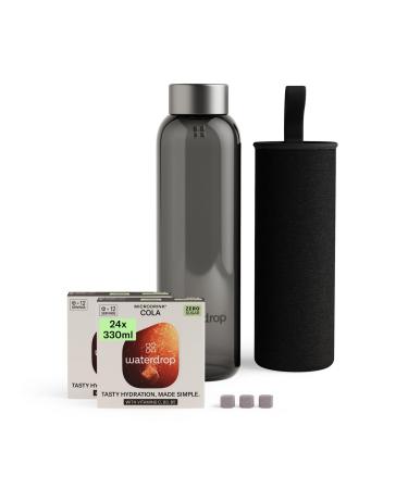Waterdrop Cola Microdrink Set Special Edition 24 Drops & 600ml Spircling bottle of drinking bottle glass taste for water sugar -free & without calories cola set glass
