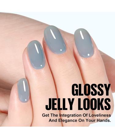 TOMICCA Grey Blue Jelly Gel Nail Polish - Sheer Teal Color, Quick Dry & Soak Off U V Gel Nails for DIY Nail Art - Buy Online on SooperMarket.com