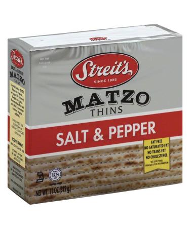 Streits Matzo Salt & Pepper Thins, Matzo Crackers, Unleavened Bread, 11 Oz (3-Pack)