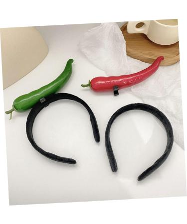 SKISUNO Chili Hair Hoop Headband Hair Accessories for Kids Chili Pepper Hat Chili Design Hair Hoop Fruit Man Elastic 1 count (Pack of 1) Green - Buy Online on SooperMarket.com