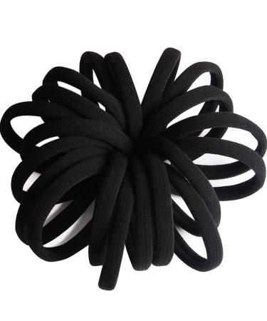 20 PCS Large Black Hair Ties for Thick Hair - Stretchy Ponytail Holders for Braids - 5cm Diameter, 1cm Width - Men, Women, Girls - Buy Online on SooperMarket.com