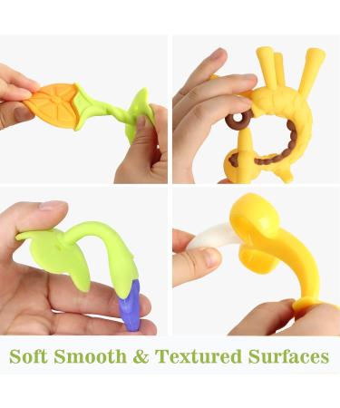 BPA-Free Chuya Teething Toys (4 Pack) for Babies 0-6 Months - Banana Baby Toothbrush Teeth Brushing Chew Toy with Fruits+Giraffe Design - Buy Online on SooperMarket.com