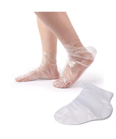 Xerteam 100pcs Clear Plastic Disposable Booties Paraffin Bath Liner Can Be Used For Foot Pedicure Hot Spa Wax Treatment Foot Cover Bag Foot Film Bag 100pcs Booties