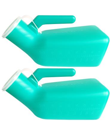 Male Urinal Bottle Thick Portable urinals for Men Pee Bottles with Lid 32oz./1000mL Spill Proof Urinal Bottle for Hospital Car Travel outdoor Emergency Camping Elderly & Incontinence(2PACK)
