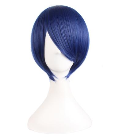 MapofBeauty 12 Inches/30 cm Short Straight Cosplay Costume Wig Party Wig (Mixed Blue)