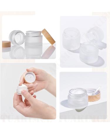 Buy Tuakimce White Matted Glass Cream Can - 20ml/30ml Clear Hip Empty Container with Lid & Liner | 4 Piece Set with Yellow Wooden Grain Cover - Ideal for International Shipping - Buy Online on SooperMarket.com