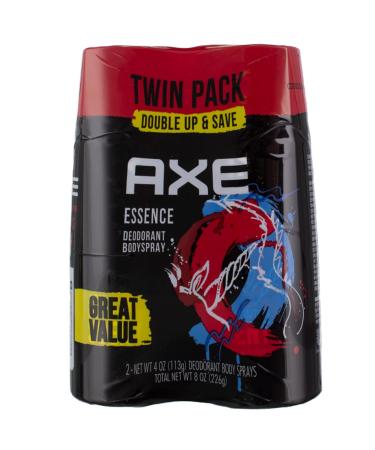 AXE Dual Action Body Spray Deodorant for Long Lasting Odor Protection Essence Black Pepper & Cedarwood Mens Deodorant Formulated Without Aluminum 4.0 oz Twin Pack