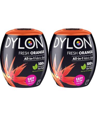 DYLON Washing Machine Fabric Dye Pod for Clothes & Soft Furnishings Fresh Orange (Pack of 2)