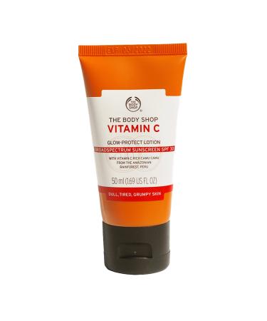 The Body Shop Vitamin C Glow-Protect Lotion SPF 30   Moisturizer for Tired  Dull Skin   Vegan   1.69 oz