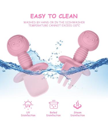 Vicloon Baby Fork and Spoon Set - 4Pcs Silicone Self Feeding Utensil for Infant Toddler, Easy Grip Cutlery Kit for Children - Red/Orange - Buy Online on SooperMarket.com