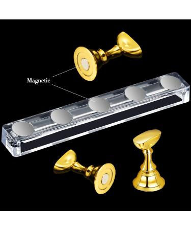 Acrylic Nail Display Stand Set with Magnetic Practice Holder - Gold & Silver | Nail Stand for Press on Nails - Salon & DIY Christmas Gift - Buy Online on SooperMarket.com