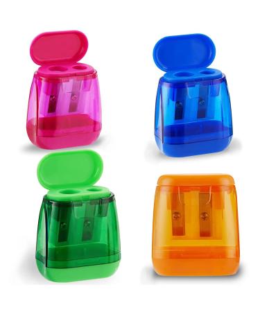 OFiSEXPT 4pcs Colored Pencil Sharpener  Manual Pencil Sharpener Dual Holes  for Kids Adults Students School Class Home Office 4 Colors
