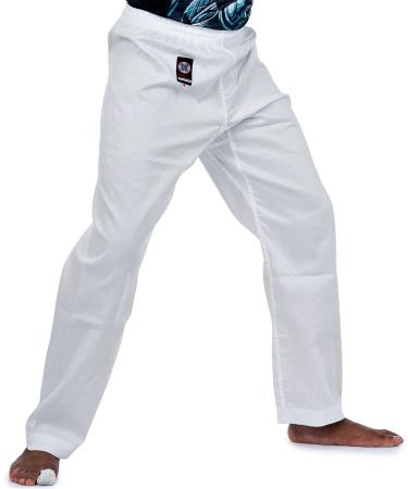 Ronin Karate Pants - White Poly/Cotton Lightweight Martial Arts Pants with Elastic Waist - Buy Online on SooperMarket.com