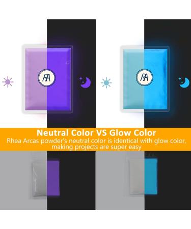 Rhea Arcas Glow in The Dark Powder - 12 Pack Luminous Mica Pigment for Epoxy Resin, Nail Polish, Acrylic Paint, DIY Crafts & Theme Parties - Fluorescent Dye for Art Projects - Neon Colors - Buy Online on SooperMarket.com