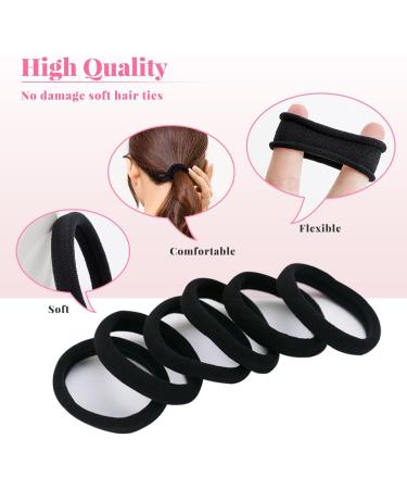 Hanyousheng Elastic Hair Bands 50 Pcs - Soft Seamless Hair Ties for Women Men Girls Kids (Black) - Buy Online on SooperMarket.com