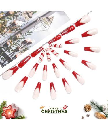 Vatocu Christmas Snowflakes Glitter False Nails - 24pcs Long Xmas Press on Nails for Women and Girls - Buy Online on SooperMarket.com