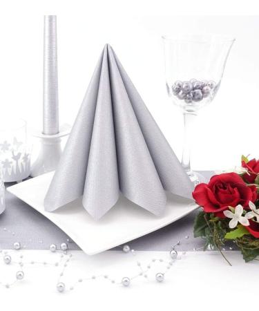 Buy 50 Silver Airlaid Napkins - Fabric-like Quality 33x33 cm | Ideal for Events & Dining - International Shipping Available - Buy Online on SooperMarket.com
