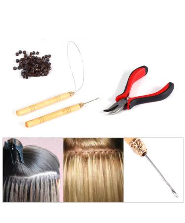 Buy FILFEEL Hair Extension Kit - 100PCS Dark Brown Silicone Beads Microrings Hook Needle Pull Loop & Plier Tool for Seamless Extensions - Buy Online on SooperMarket.com