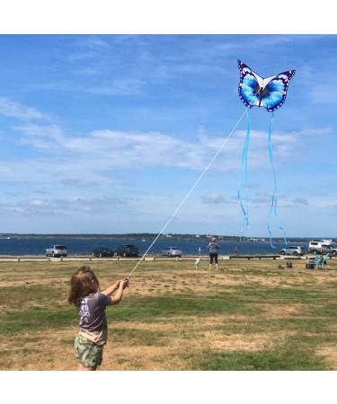 Mint's Colorful Life Butterfly Kite - Easy-to-Fly Large Single Line Kite for Kids & Adults | Perfect for Beach Fun | 300 FT String & Kite Handle Included (Blue) - Buy Online on SooperMarket.com