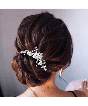 Crystal Wedding Hair Pins - Bridal Hair Pieces for Women - Pack of 3 - Gorais Flower Design (A-Silver) - Buy Online on SooperMarket.com