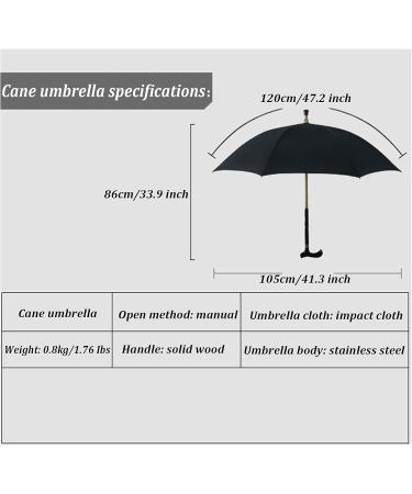 Walking Stick Umbrella 2-in-1 Multifunction Crutch Umbrella with Non-Skid Foot Self Protection Cane Umbrella for Men and Women Gift Black - Buy Online on SooperMarket.com
