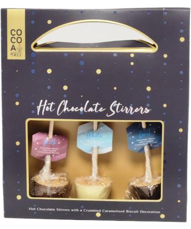 Hot Chocolate Stirrers Milk Chocolate Stirrer White Dark Chocolate With Caramelised Biscuit Crumb Xmas Gift Pack - Buy Online on SooperMarket.com