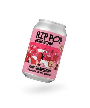 Hip Pop | Living Soda | Pink Grapefruit Flavour | 12 x 330ml | Apple Cider Vinegar Soda | Probiotic and Prebiotic | Vegan | Bacillus Coagulans living cultures | Low Calories Pink Grapefruit 12-Case